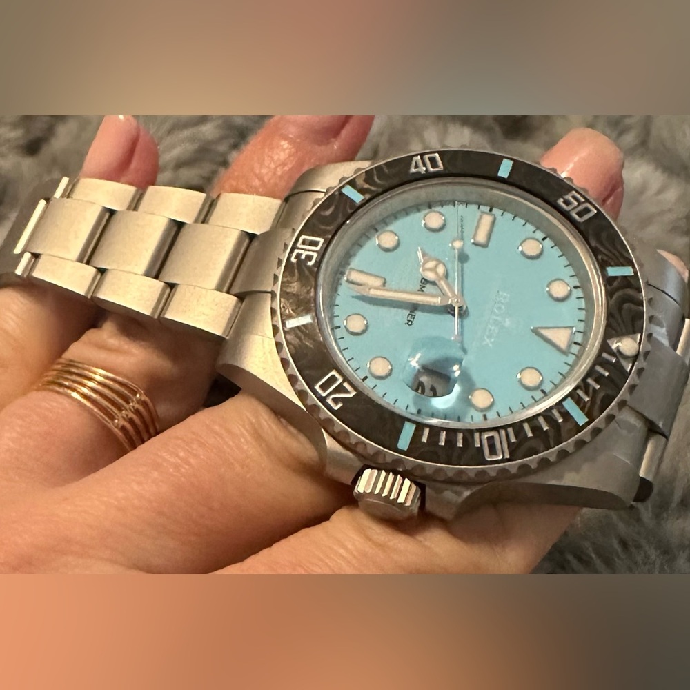 Silver and Blue designer watch